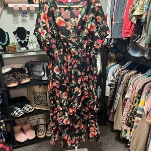 Black and Red Floral Maxi Dress